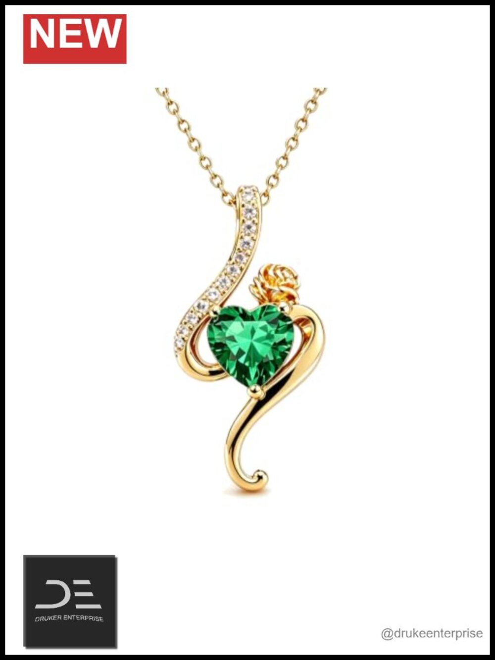 14K Gold Plated Solid 925 Sterling Silver Infinity Heart Birthstone Necklace